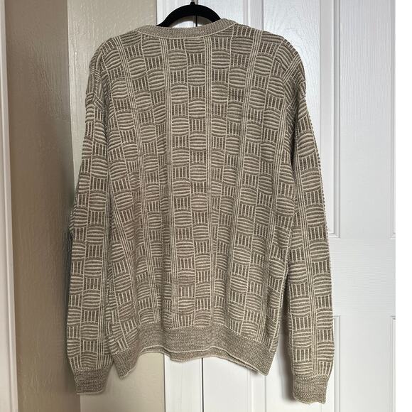 Vintage TSR USA Knit Sweater Geometric Pattern Beige Cream Menswear - Picture 3 of 4
